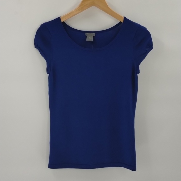 Ann Taylor Factory Tops - Ann Taylor royal blue stretch top size XS fitted cap short sleeve Factory